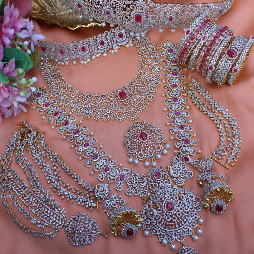 Stone By pink Rose gold Necklace Full set chocker